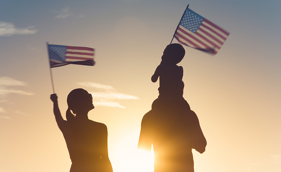 Family with Flag