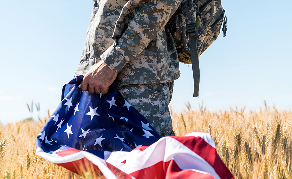 Soldier holding Flag